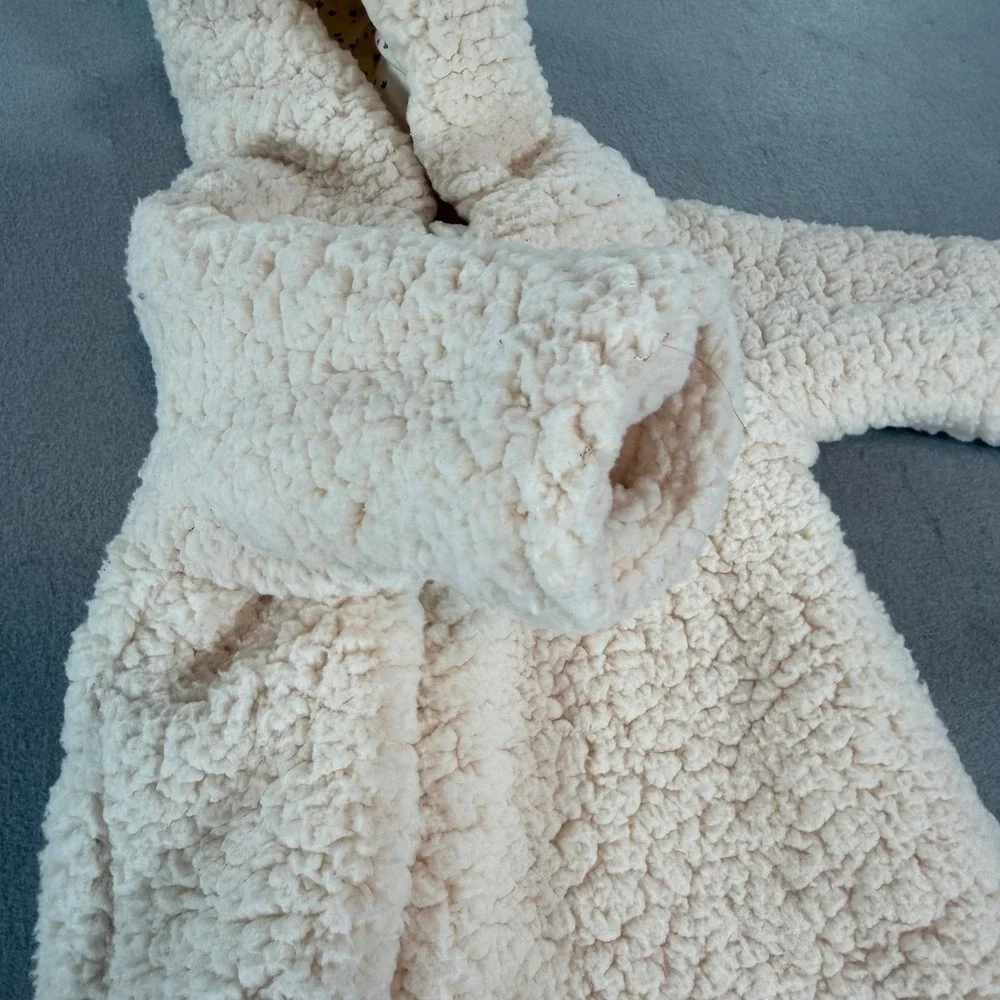 Zara‎ Baby Sherpa Pram Suit Newborn Cream Hooded Footed Romper